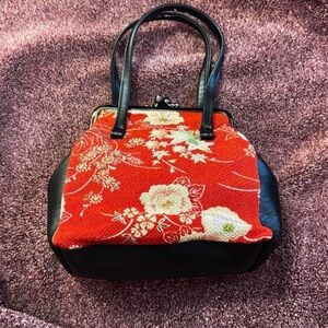 Elegant Red Floral Women's Handbag